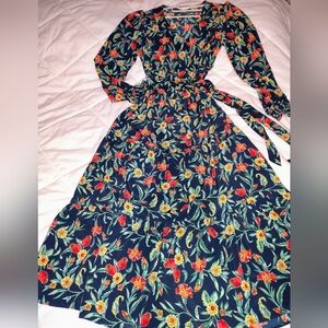 LC Lauren Conrad Floral Maxi Dress - Navy and Red